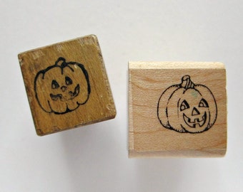 2pcs LITTLE PUMPKIN Wood Rubber Stamps, Pre-used Stamps