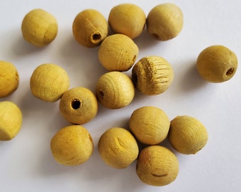 17pcs Yellow Rustic WOODEN BEADS