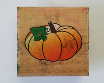 1pc PUMPKIN Wood Rubber Stamp, Pre-used Stamp