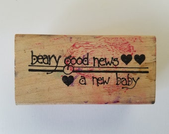 1pc  A NEW BABY Wood Rubber Stamp, Pre-used Stamp