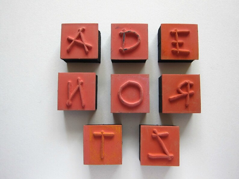 8pcs LETTERS MIX Foam Rubber Stamps Pre-used Stamps