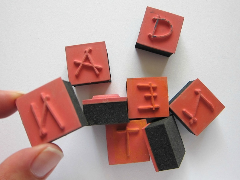 8pcs LETTERS MIX Foam Rubber Stamps Pre-used Stamps