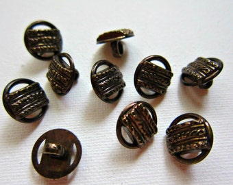 10pcs Dark Antique Gold Round Plastic Shank Buttons