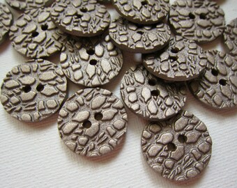 6pcs Faux Stone Light Silver-Gray Four Hole Plastic Buttons