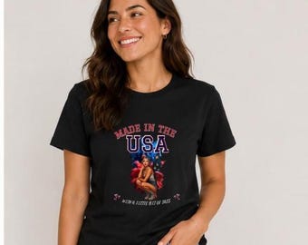 Made USA Little Bit Sass Patriotic Butterfly Girl Women American Flag