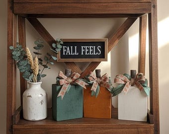Rustic block pumpkin sets