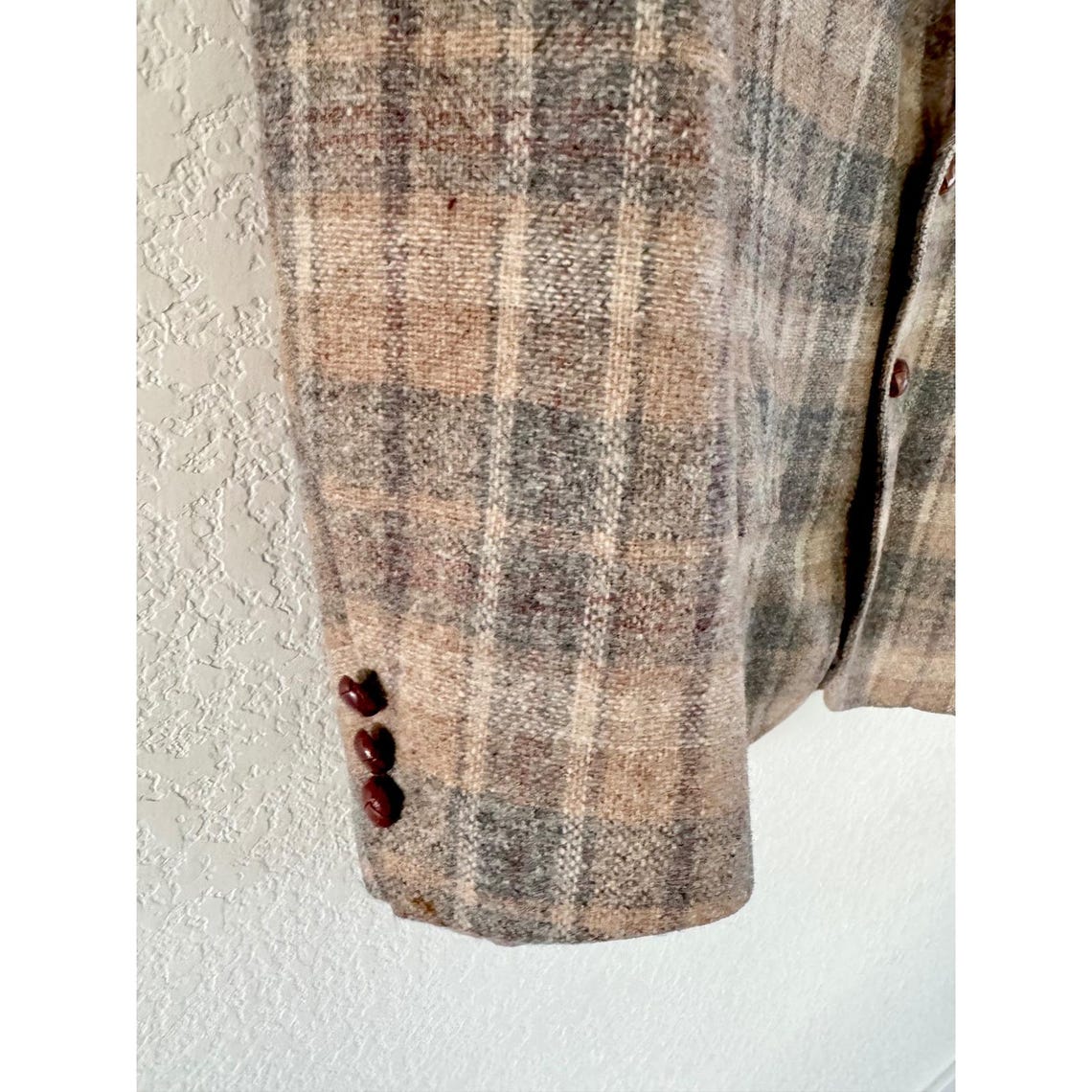 Vintage Wool Plaid Blazer Sport Coat Grey Mens 36R The Art Co. San Francisco, foto 4 di 5
