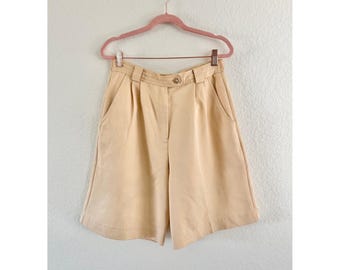 リリーズ・オブ・ビバリーヒルズ レディース ショートパンツ サイズ10 ベージュ ヴィンテージ ハイウエスト プリーツ マム