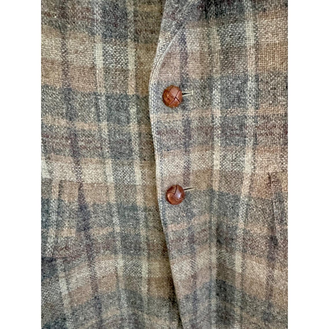Vintage Wool Plaid Blazer Sport Coat Grey Mens 36R The Art Co. San Francisco, foto 3 di 5