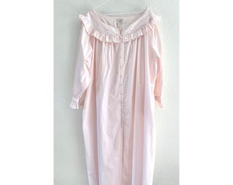 Victoria's Secret Nachthemd Damen M/L Rosa Baumwolle Rüschen Band Vintage 90s Gold