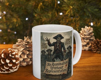 Spooky Vintage Halloween Mug: Zombie Revolutionary Art
