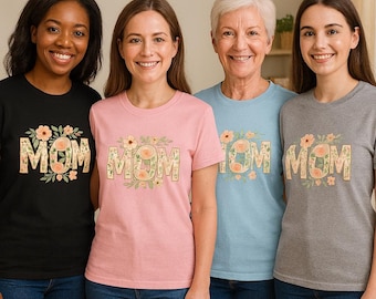 Floral MOM T-Shirt: Peach Roses Graphic Tee