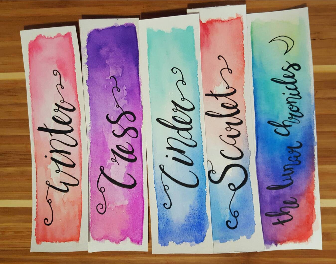 lunar chronicles watercolor bookmark cinder gift for