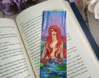 Fantasy Mermaid Illustrated Bookmark | 2x6 Watercolor Art Bookmark | Handmade