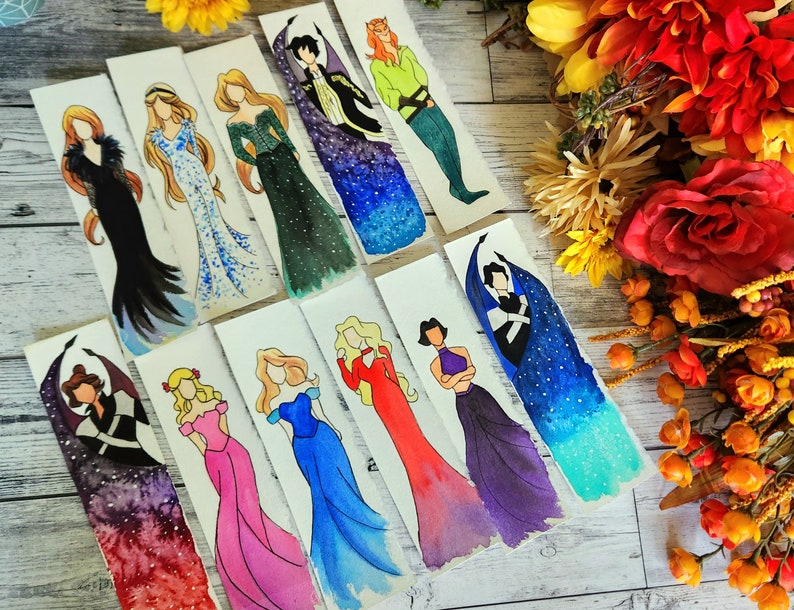 ACOTAR Feyre and Rhysand Watercolor Character Bookmark, ACOMAF, Booktok Bookmark, Gift for Book Lover image 1