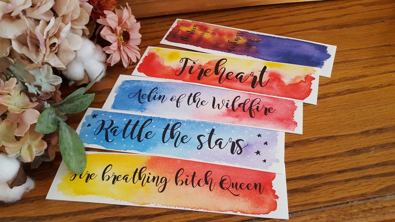 Throne of Glass Watercolor Bookmark, Aelin Galthynius, Celaena Sardothien, Gift For Booklover, Young Adult Bookmark image 1