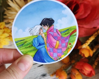 Howl and Sophie Watercolor Sticker | Anime Waterbottle Sticker