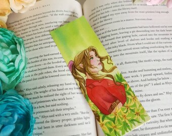 Fantasy Aerith Illustrated Bookmark, Video Game Bookmark