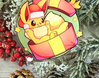 Eevee Gift Ornament | Nerdy Holiday Gift| Cute Fox Anime Ornament | Christmas Tree Ornament