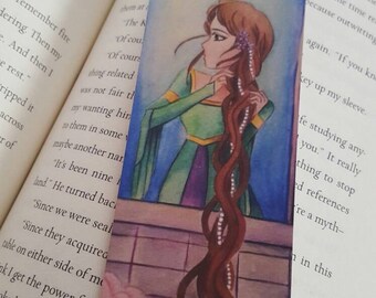 2x6 Rapunzel Bookmark, Fairytale Princess, Illustrated Fantasy Bookmark