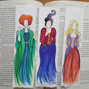 Sanderson Sisters Halloween Minimalist Watercolor Bookmark, Witchy Bookmark image 2