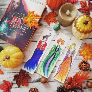 Sanderson Sisters Halloween Minimalist Watercolor Bookmark, Witchy Bookmark image 1