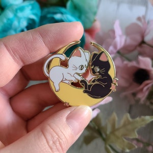 Moon Cats Enamel Pin | Cute Anime Cats Pin