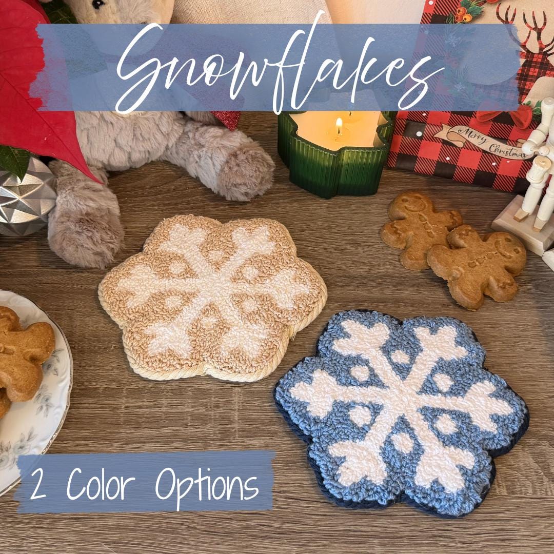 Snowflake Mug Rug Coaster: Handmade Punch Needle Art [cork Bottom] - Etsy