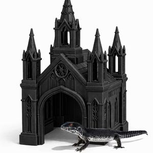 Gothic Church Reptile Hide | Decorative Terrarium Hide Pet-Safe PLA, Gecko, Snake, Frog | Architecture Series