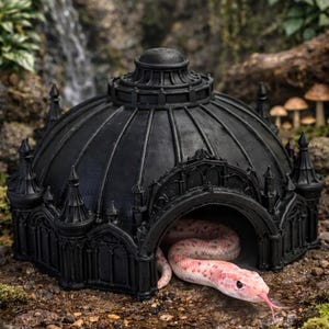 Gothic Domed Cathedral Reptile Hide | Large Terrarium Shrine Decor for Gecko, Snake, Frog, Lizard