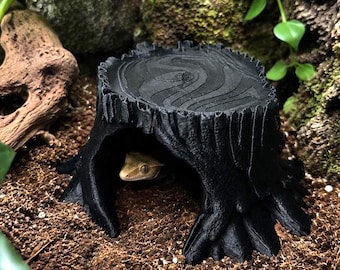 Hollow Stump Reptile Hide | Gothic Wilds Series Terrarium Decor, Pet-Safe PLA