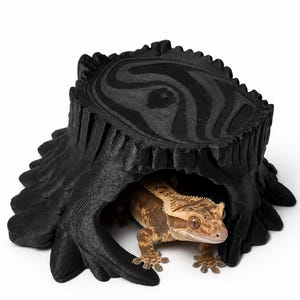 Hollow Stump Reptile Hide | Gothic Wilds Series Terrarium Decor, Pet-Safe PLA