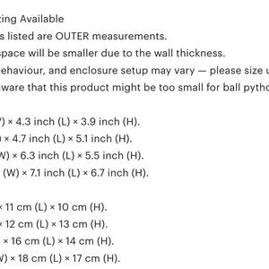 May include: Text detailing product dimensions in inches for various sizes: M (6.7"W x 4.3"L x 3.9"H), L (7.9"W x 4.7"L x 5.1"H), XL (9.4"W x 6.3"L x 5.5"H), and XXL (11.0"W x 7.1"L x 6.7"H). Includes a note about custom sizing and inner space.