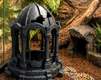 Comedero para reptiles estilo pabellón gótico / PLA seguro para mascotas, decoración para geckos, serpientes y ranas