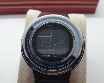 Montre Casio LDF-30 numérique vintage - Module 3125 - Chronographe avec alarme double fuseau horaire - Montre-bracelet cyberpunk rétro pop rare de 36 mm