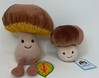 Rare Retired Official Jelly Cat Amuseable Toadstool & Vivacious Vegetable Mushroom Plush’s NWT