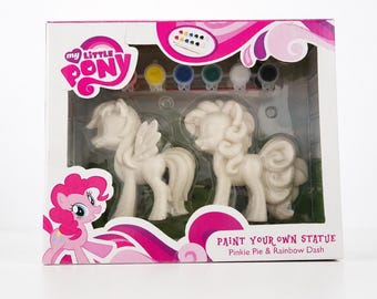 My Little Pony G4 Paint Your Own Statue - Pinkie Pie & Rainbow Dash NIB