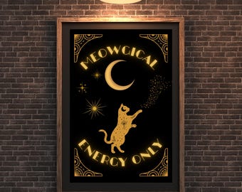 Witchy Cat Art Print: Meowgical Celestial Decor (Digital Download)