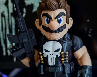 Punisher - Mario - Super Mario Bros - 3D Printed Figure - 2 Sizes
