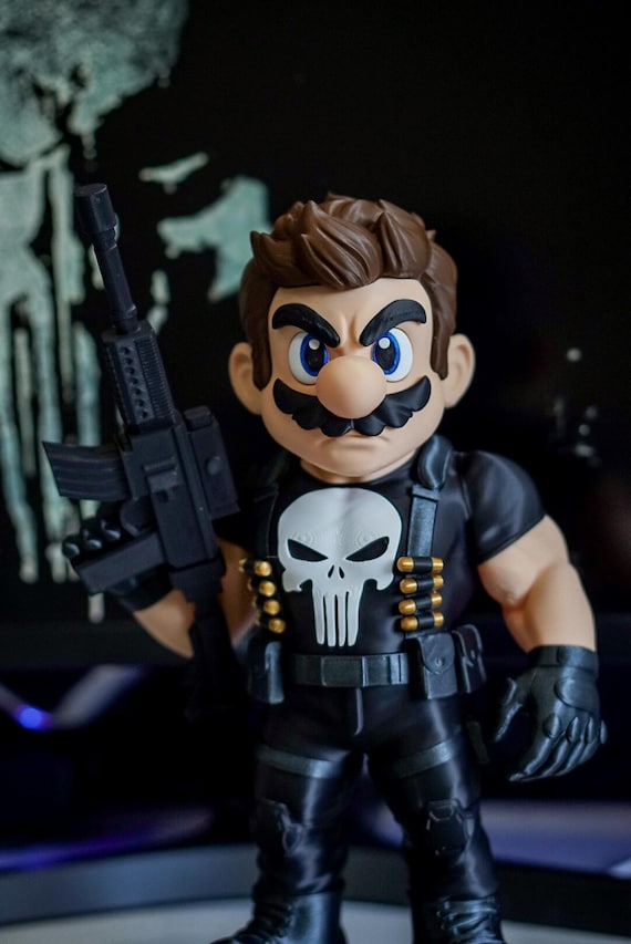 マリオ x パニッシャー 3Dカスタムフィギュア Punisher - Mario - Super Mario Bros - 3D Printed Figure - 2 Sizes