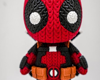 Deadpool - Crochet / Knitted Style - 3D Printed Figure - 2 Sizes Available