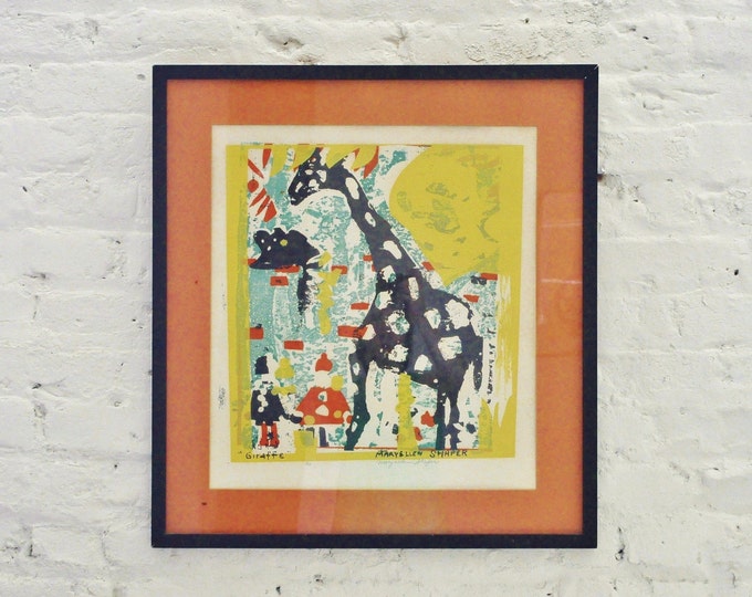Vintage Abstract Giraffe Framed Print Maryellen Shafer Etsy