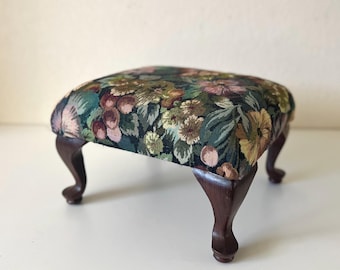 Vintage Floral Tapestry Footstool