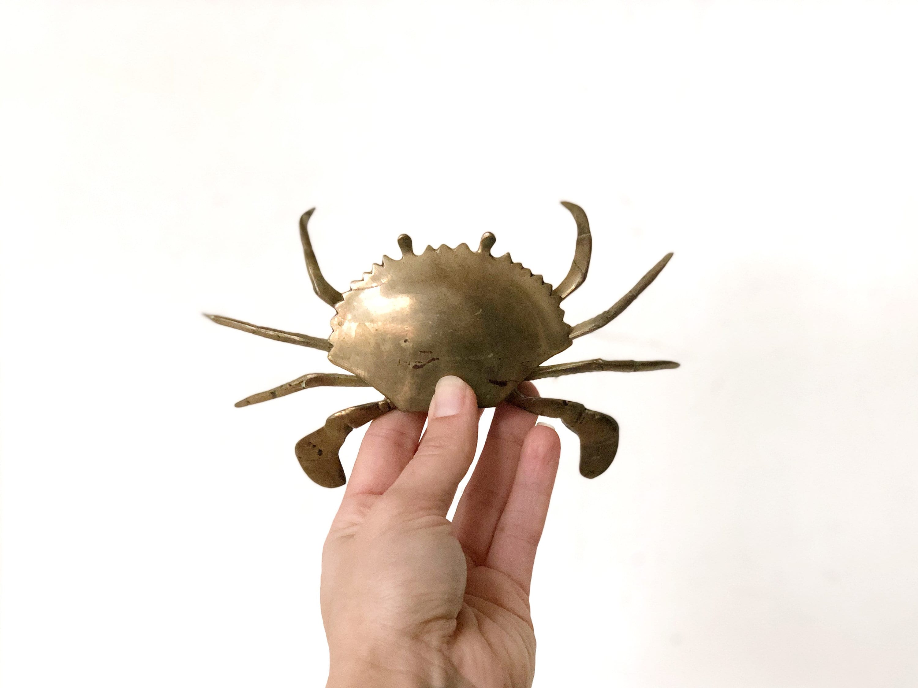 Vintage Brass Crab Ashtray