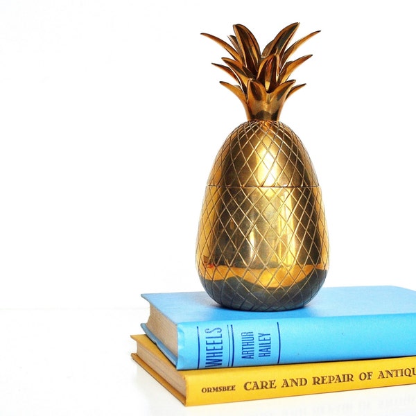 Vintage 8" Brass Pineapple Container or Candle Holder