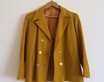 Vintage Yellow Button Front Blazer