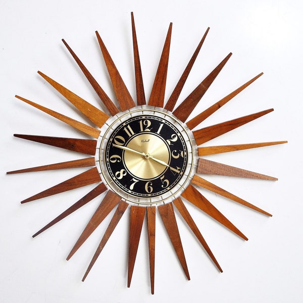 Mid-Century Roxhall Sunburst Clock
