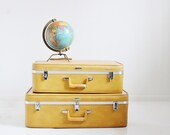 Pair of Feather Lite Suitcases - Yellow Luggage