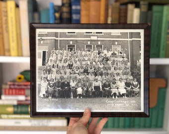 Vintage 1936 Camp Conwego Black and White Group Photo