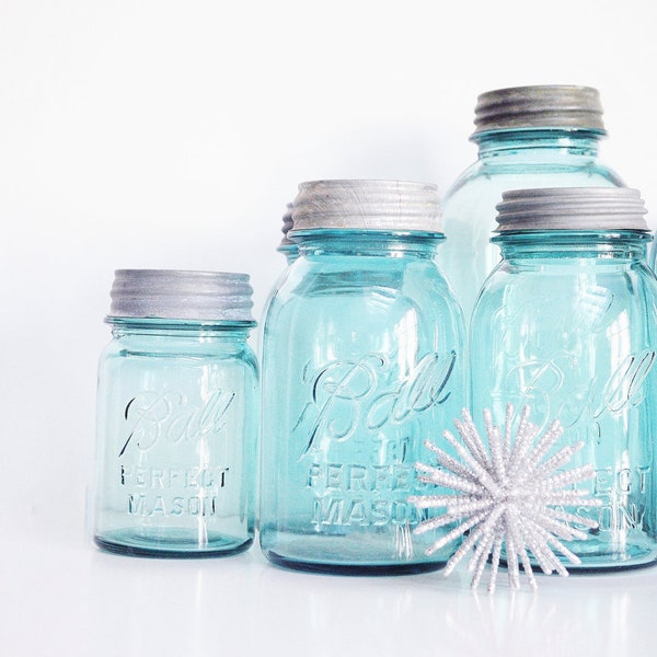 Black Friday-Cyber Monday Sale- Aqua Mason Jar Collection